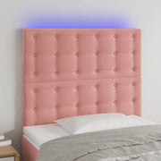 Hoofdbord 90x5x118/128 cm fluweel roze LED