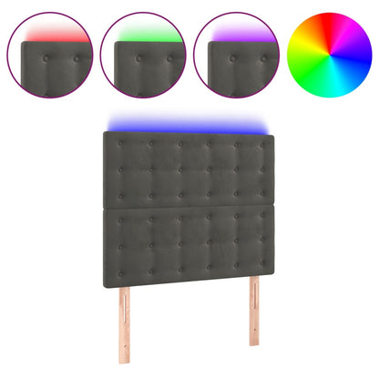 Hoofdbord Led Fluweel 100 x 5 x 118/128 cm Donkergrijs