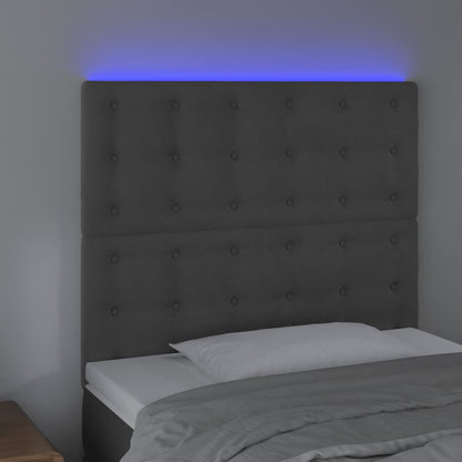 Hoofdbord Led Fluweel 100 x 5 x 118/128 cm Donkergrijs