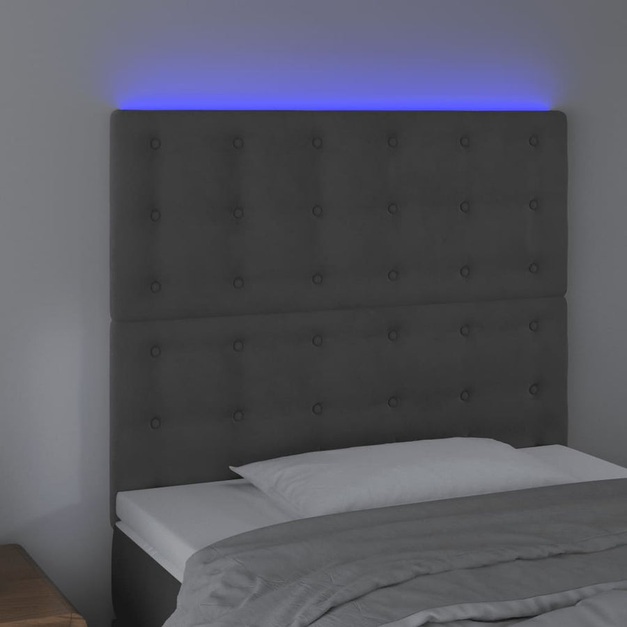 Hoofdbord Led Fluweel 100 x 5 x 118/128 cm Donkergrijs