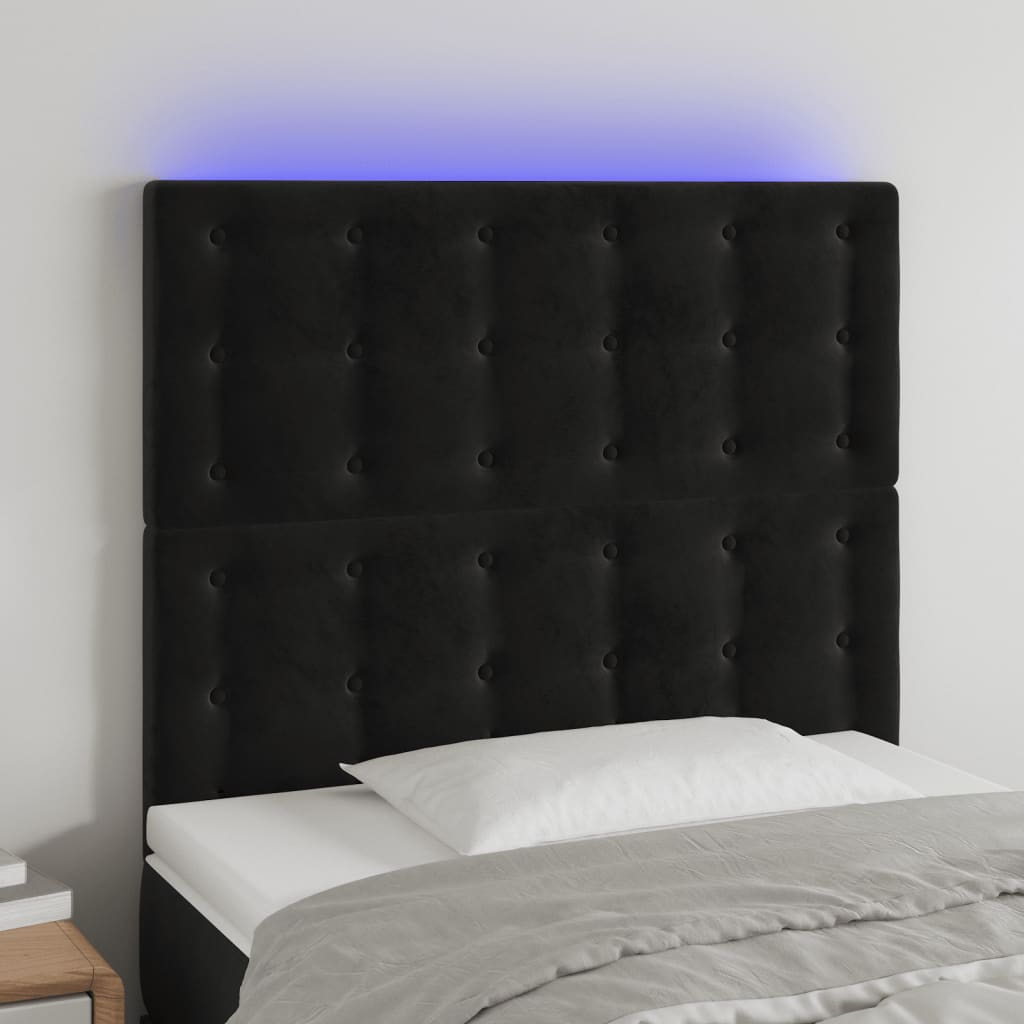 Hoofdbord Led Fluweel 100 x 5 x 118/128 cm Zwart