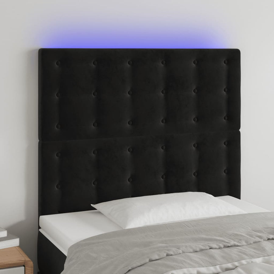 Hoofdbord Led Fluweel 100 x 5 x 118/128 cm Zwart