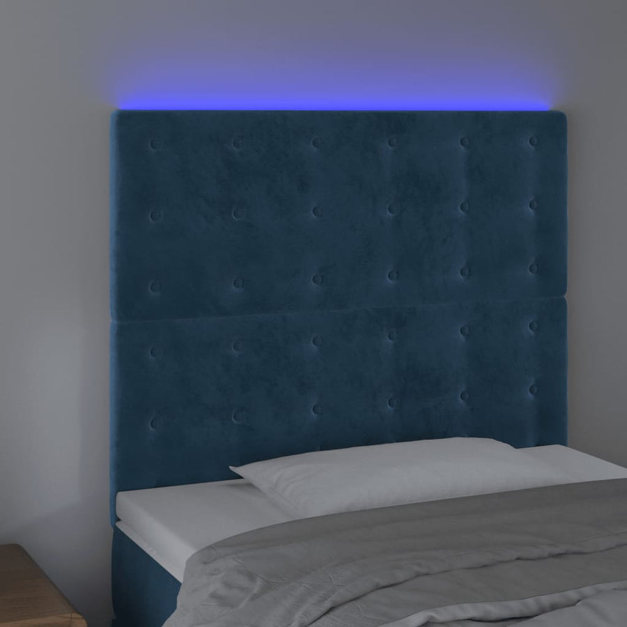 Hoofdbord Led Fluweel 100 x 5 x 118/128 cm Donkerblauw