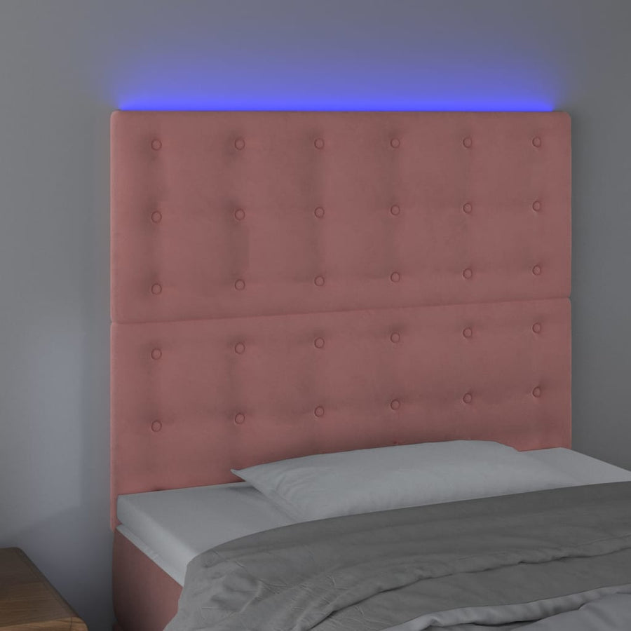 Hoofdbord Led Fluweel 100 x 5 x 118/128 cm Roze