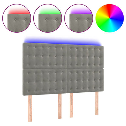 Hoofdbord Led Fluweel 144 x 5 x 118/128 cm Lichtgrijs