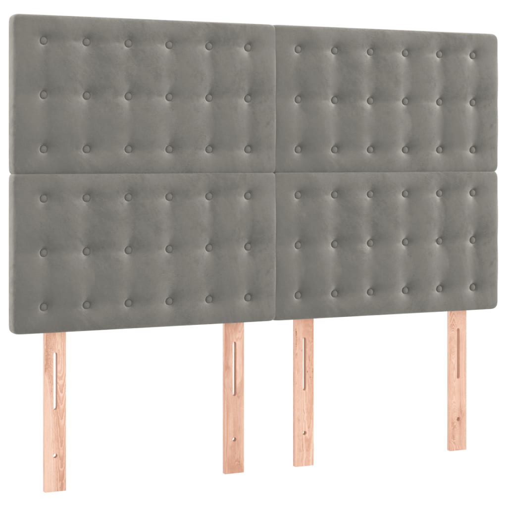 Hoofdbord Led Fluweel 144 x 5 x 118/128 cm Lichtgrijs