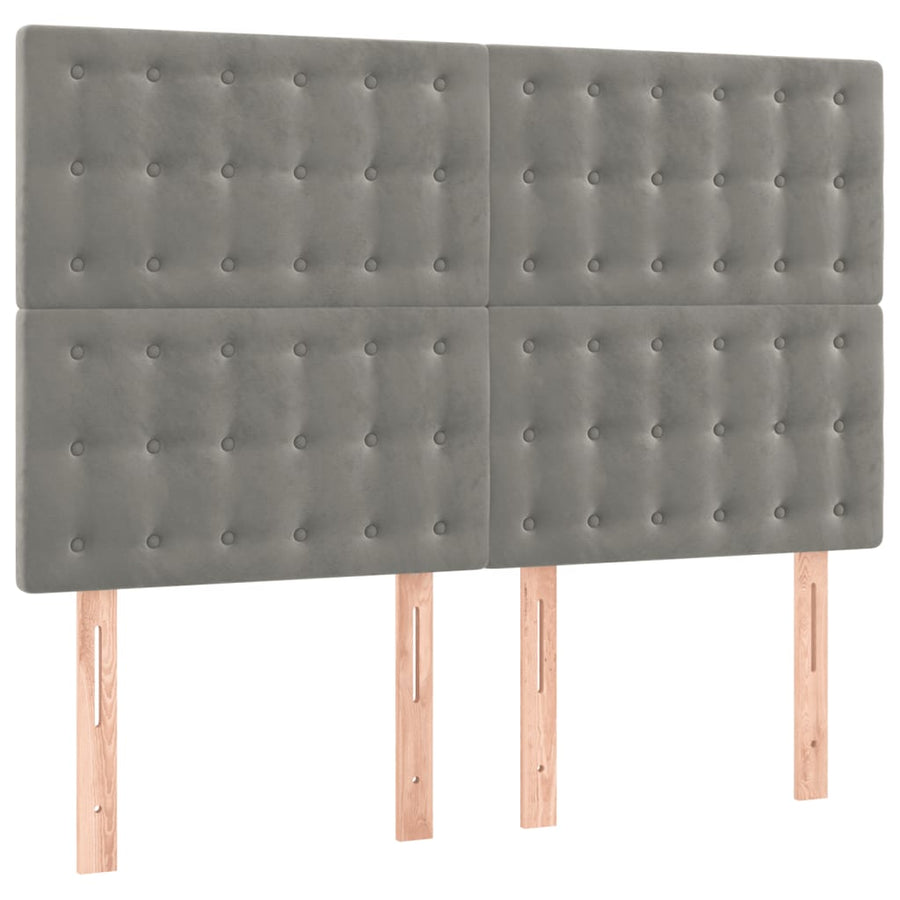 Hoofdbord Led Fluweel 144 x 5 x 118/128 cm Lichtgrijs