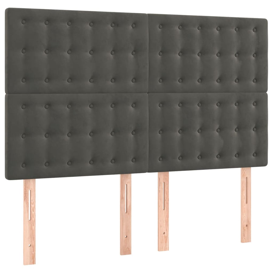 Hoofdbord Led Fluweel 1 144 x 5 x 118/128 cm Donkergrijs