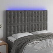 Hoofdbord 144x5x118/128 cm fluweel donkergrijs LED