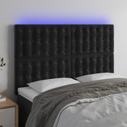 Hoofdbord 144x5x118/128 cm fluweel zwart LED