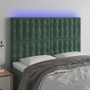 Hoofdbord 144x5x118/128 cm fluweel donkergroen LED