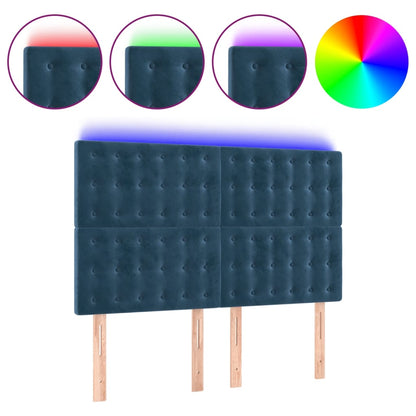 Hoofdbord Led Fluweel 144 x 5 x 118/128 cm Donkerblauw