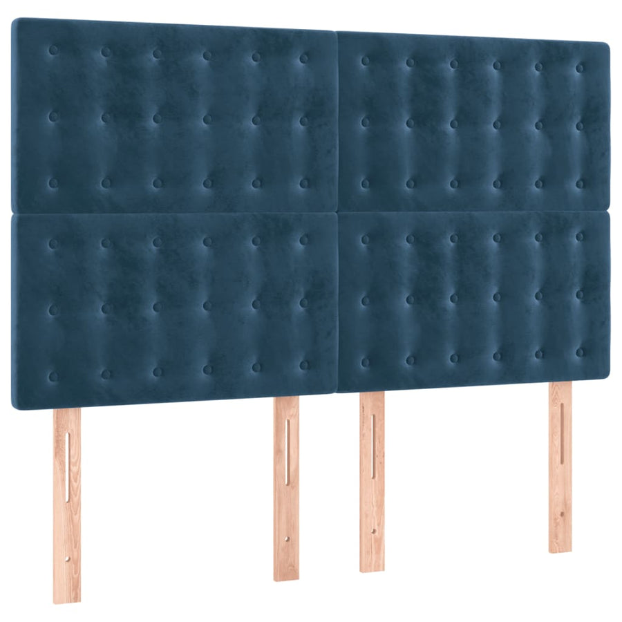 Hoofdbord Led Fluweel 144 x 5 x 118/128 cm Donkerblauw