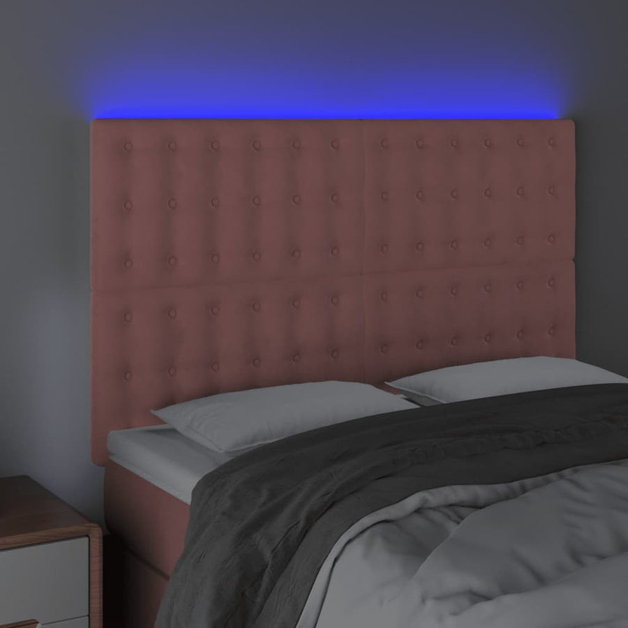 Hoofdbord Led Fluweel Zwart 1 144 x 5 x 118/128 cm Roze