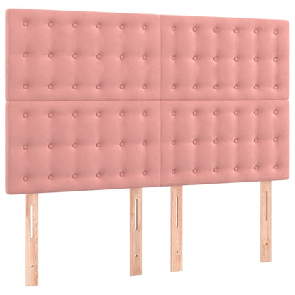 Hoofdbord Led Fluweel Zwart 1 144 x 5 x 118/128 cm Roze