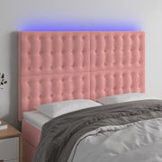 Hoofdbord 144x5x118/128 cm fluweel roze LED