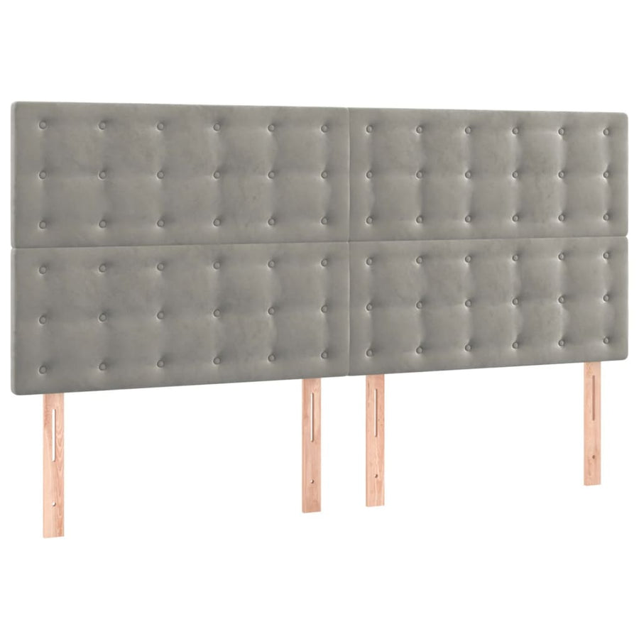 Hoofdbord Led Fluweel 160 x 5 x 118/128 cm Lichtgrijs
