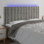 Hoofdbord 160x5x118/128 cm fluweel lichtgrijs LED