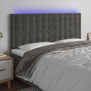 Hoofdbord 160 cm fluweel donkergrijs LED