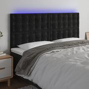 Hoofdbord 160x5x118/128 cm fluweel zwart met LED