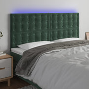 Hoofdbord 160x5x118/128 cm fluweel donkergroen LED