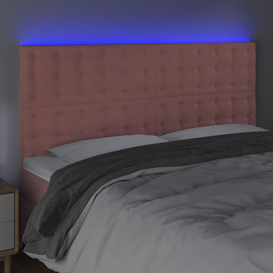 Hoofdbord Led Fluweel 160 x 5 x 118/128 cm Roze