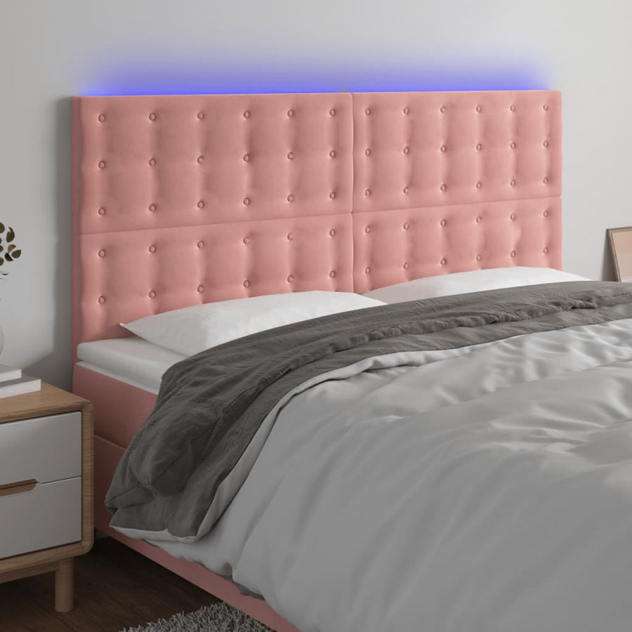 Hoofdbord Led Fluweel 160 x 5 x 118/128 cm Roze