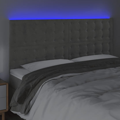 Hoofdbord Led 180X5X118/128 Cm Fluweel Lichtgrijs 180 x 5 x 118/128 cm