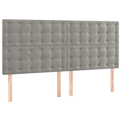Hoofdbord Led 180X5X118/128 Cm Fluweel Lichtgrijs 180 x 5 x 118/128 cm
