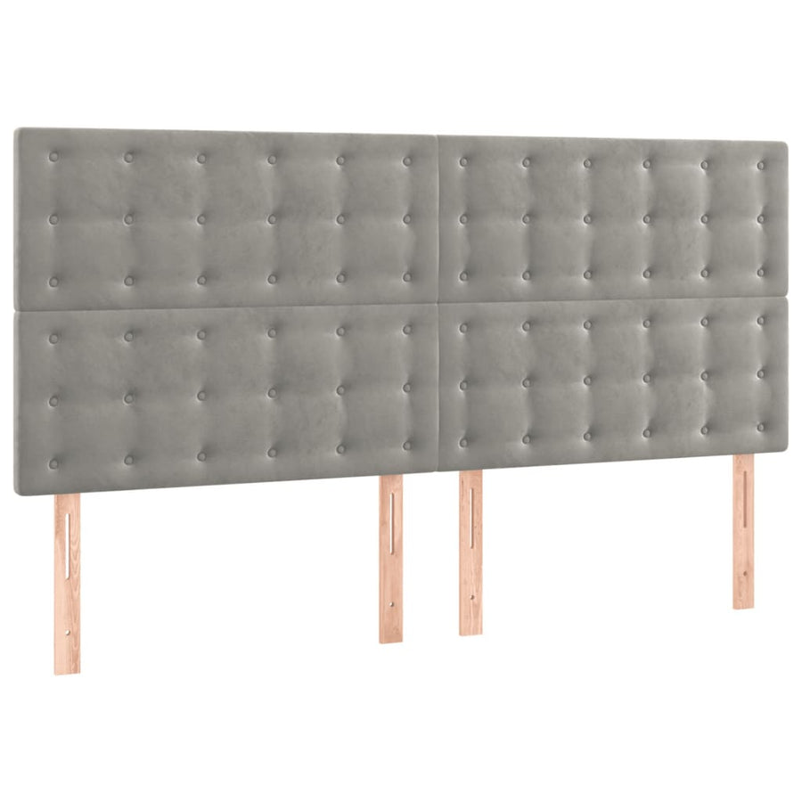 Hoofdbord Led 180X5X118/128 Cm Fluweel Lichtgrijs 180 x 5 x 118/128 cm
