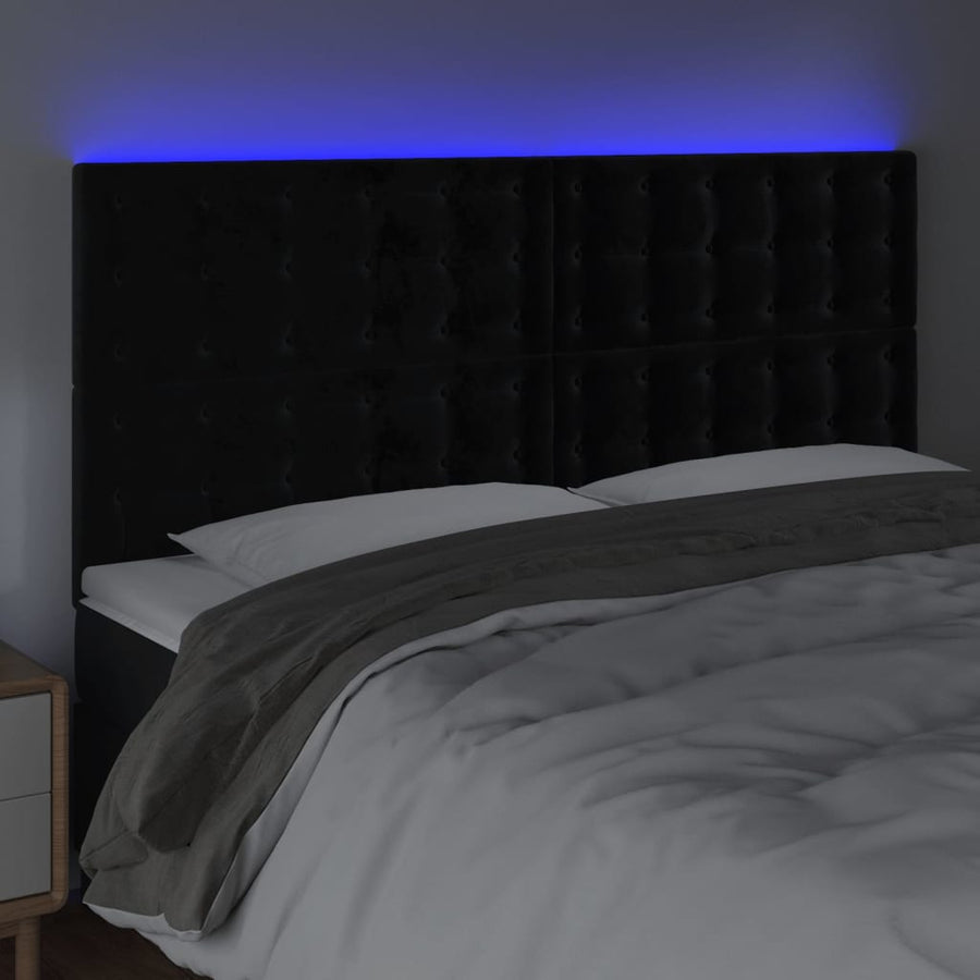 Hoofdbord Led Fluweel 180 x 5 x 118/128 cm Zwart