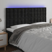 Hoofdbord 180x5x118/128 cm fluweel zwart LED