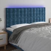 Hoofdbord 180x5x118/128 cm fluweel donkerblauw LED