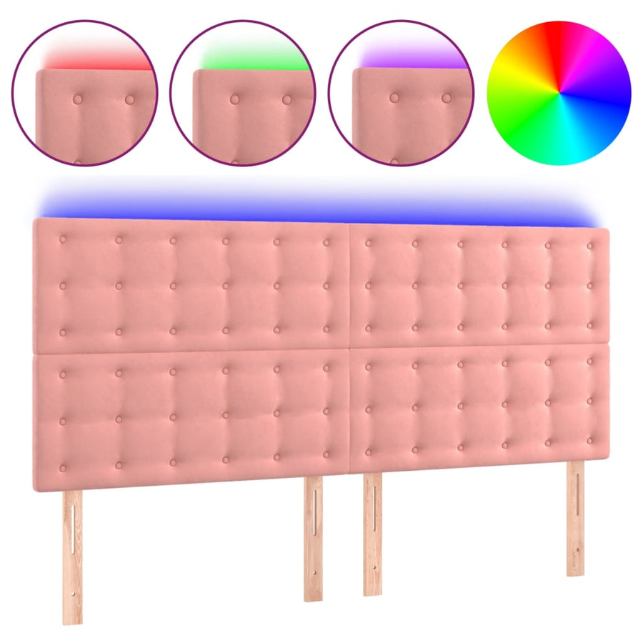 Hoofdbord Led 180X5X118/128 Cm Fluweel Roze 180 x 5 x 118/128 cm