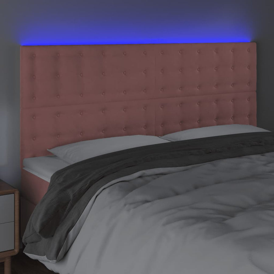 Hoofdbord Led 180X5X118/128 Cm Fluweel Roze 180 x 5 x 118/128 cm