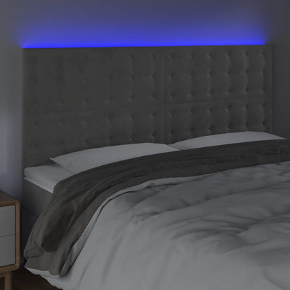 Hoofdbord Led Fluweel 200 x 5 x 118/128 cm Lichtgrijs