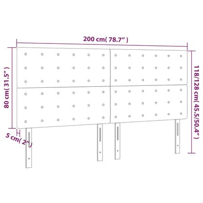 Hoofdbord Led Fluweel 200 x 5 x 118/128 cm Lichtgrijs