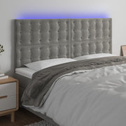 Hoofdbord 200x5x118/128 cm fluweel lichtgrijs LED