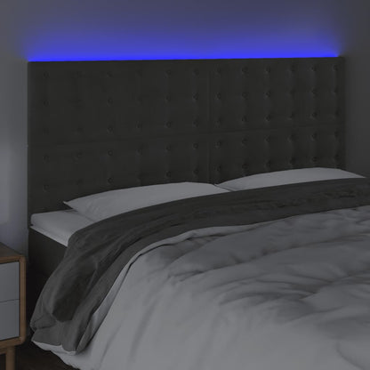 Hoofdbord Led Fluweel 200 x 5 x 118/128 cm Donkergrijs