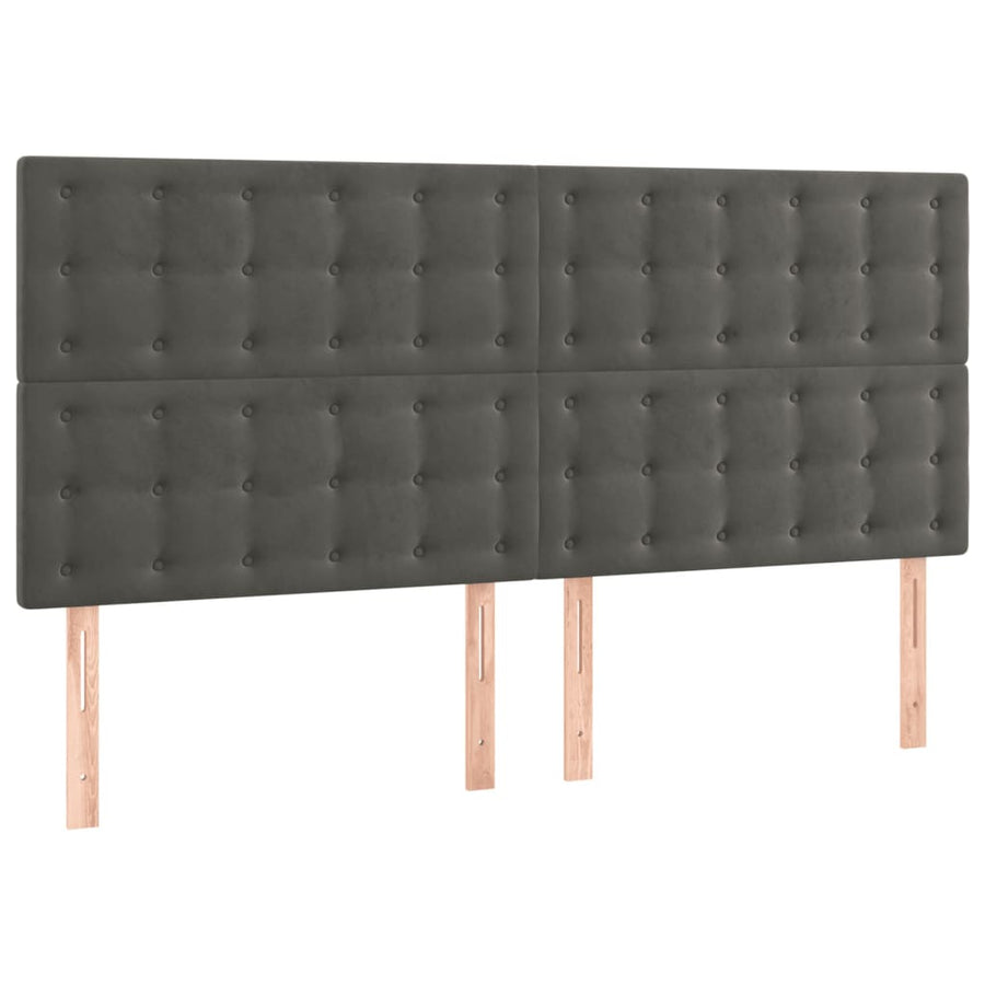 Hoofdbord Led Fluweel 200 x 5 x 118/128 cm Donkergrijs