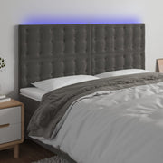 Hoofdbord 200x5x118/128 cm fluweel donkergrijs LED