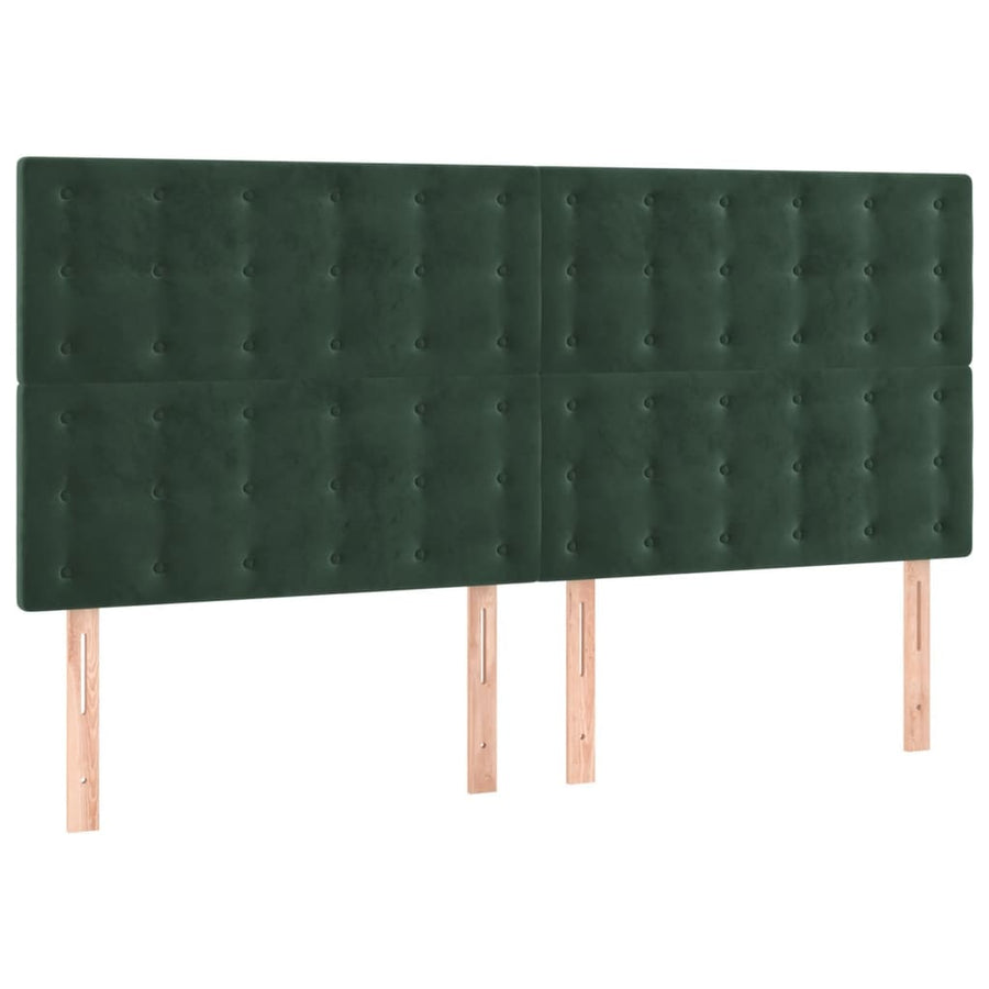 Hoofdbord Led 200X5X118/128 Cm Fluweel Donkergroen 200 x 5 x 118/128 cm