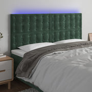 Hoofdbord 200x5x118/128 cm fluweel donkergroen LED
