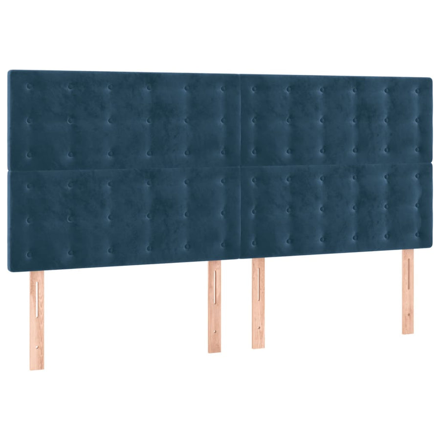 Hoofdbord Led 200X5X118/128 Cm Fluweel Donkerblauw 200 x 5 x 118/128 cm
