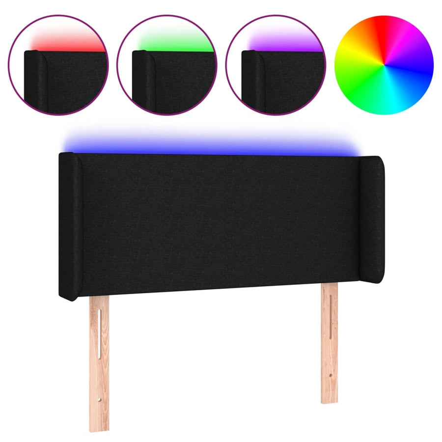 Hoofdbord LED 83x16x78/88 cm stof zwart 83 x 16 x 78/88 cm Zwart
