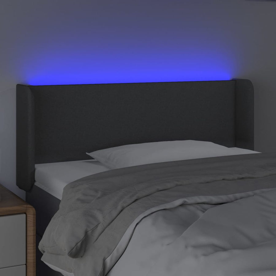 Hoofdbord LED 93x16x78/88 cm stof donkergrijs 93 x 16 x 78/88 cm Donkergrijs
