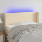 Hoofdbord LED 93x16x78/88 cm stof crèmekleurig