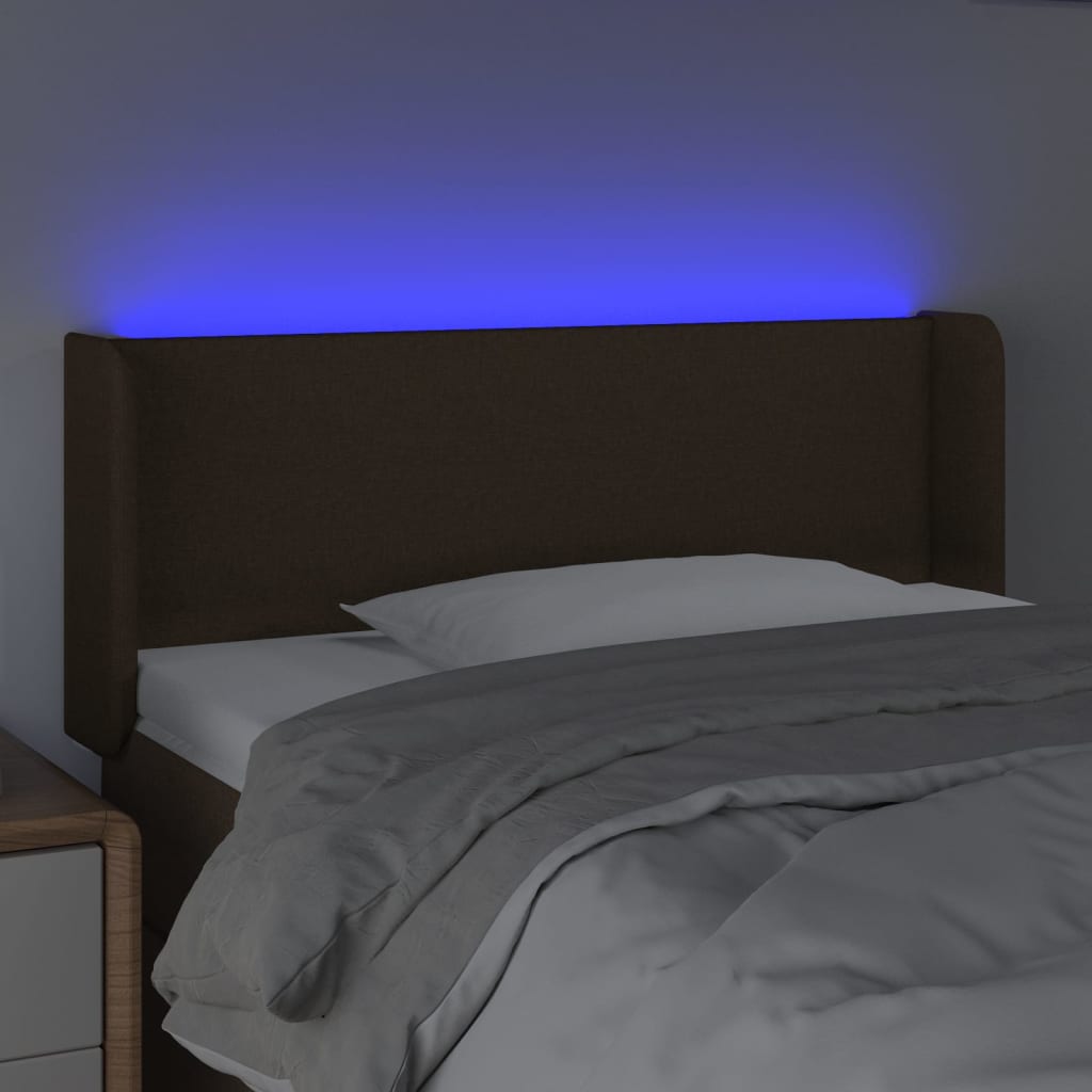 Hoofdbord LED 103x16x78/88 cm stof donkerbruin 103 x 16 x 78/88 cm Donkerbruin