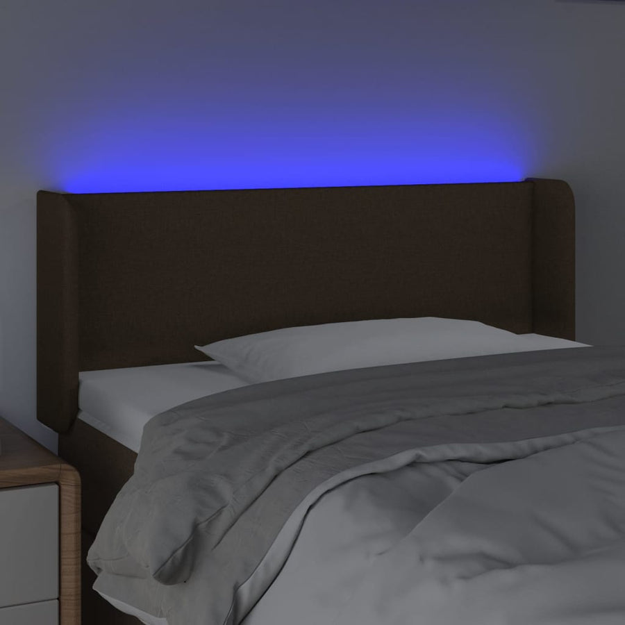 Hoofdbord LED 103x16x78/88 cm stof donkerbruin 103 x 16 x 78/88 cm Donkerbruin