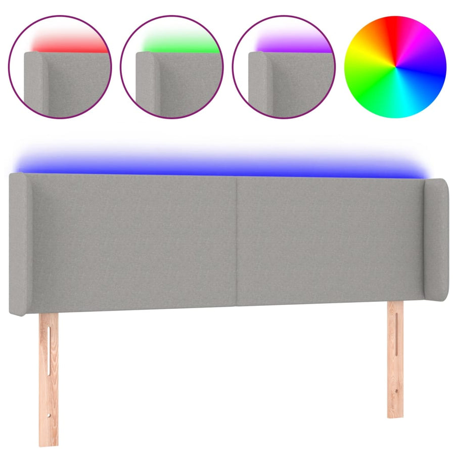 Hoofdbord LED 147x16x78/88 cm stof lichtgrijs 147 x 16 x 78/88 cm Lichtgrijs
